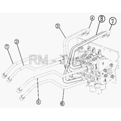 Запчасти для TLB-815. Оборудование рабочее. ПОГРУЗОЧНОЕ ОБОРУДОВАНИЕ - ТРУБОПРОВОДЫ 3-Х ЗОЛОТНИКОВОГО РАСПРЕДЕЛИТЕЛЯ